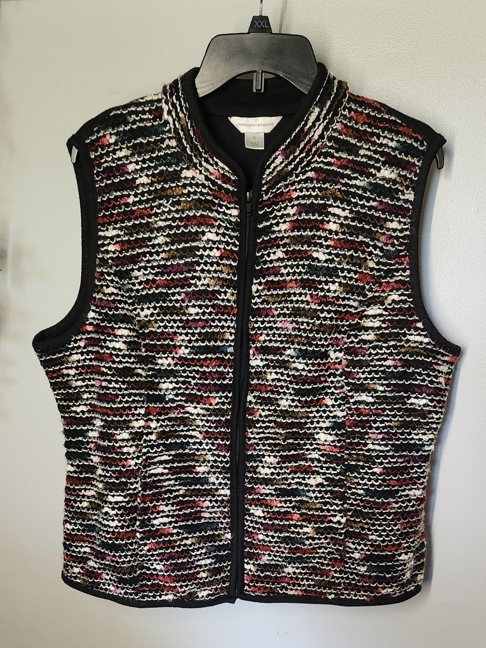 Christopher & Banks Chunky Knit  Knit Zip-Front Utility Sweater Vest Womens XL